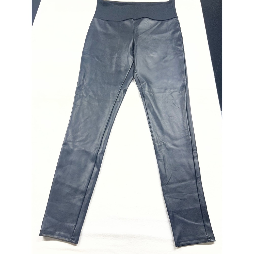 Assets by Spanx Faux Leather Leggings Black High Waisted Size L
